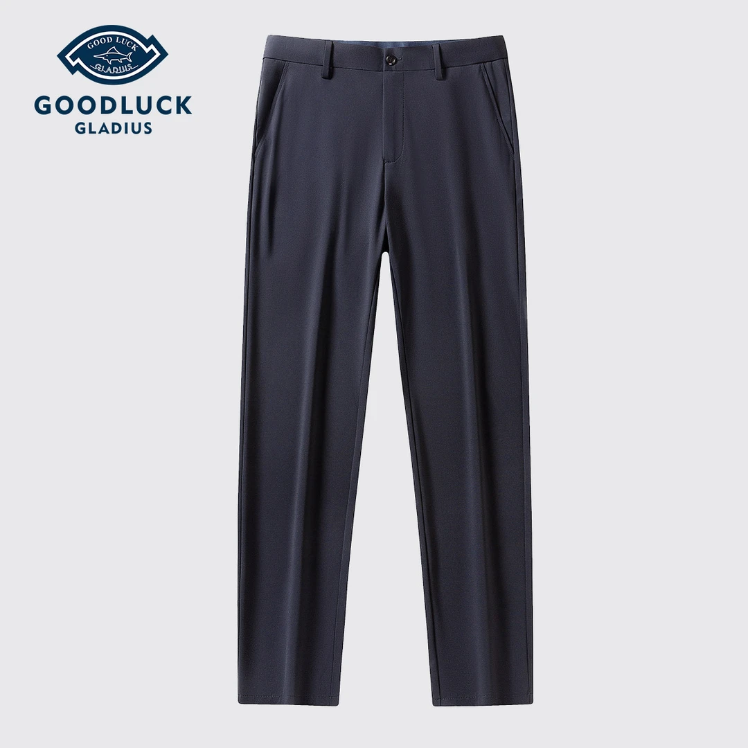 德鲨薄款宽松夏季休闲裤子高弹运动修身男士百搭上班休闲裤直筒裤