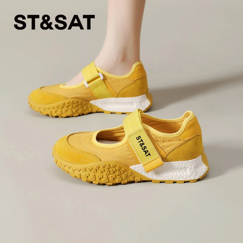 星期六芭蕾单鞋女款2025夏季新款魔术贴德训鞋薄款透气浅口帆布鞋