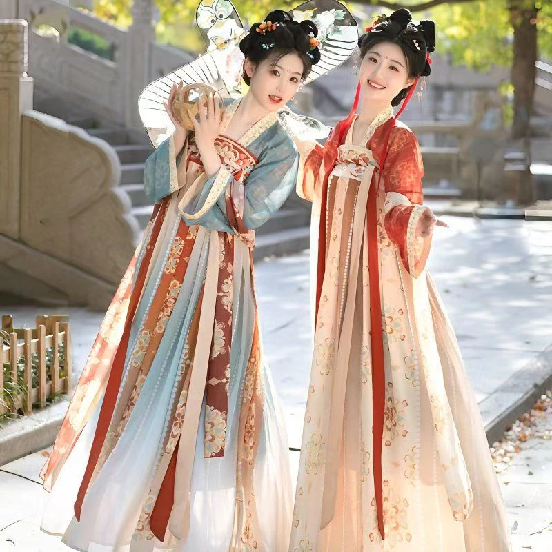 汉元素宋制古装刺绣印花立领汉服柒月集宋制汉服齐腰春夏款