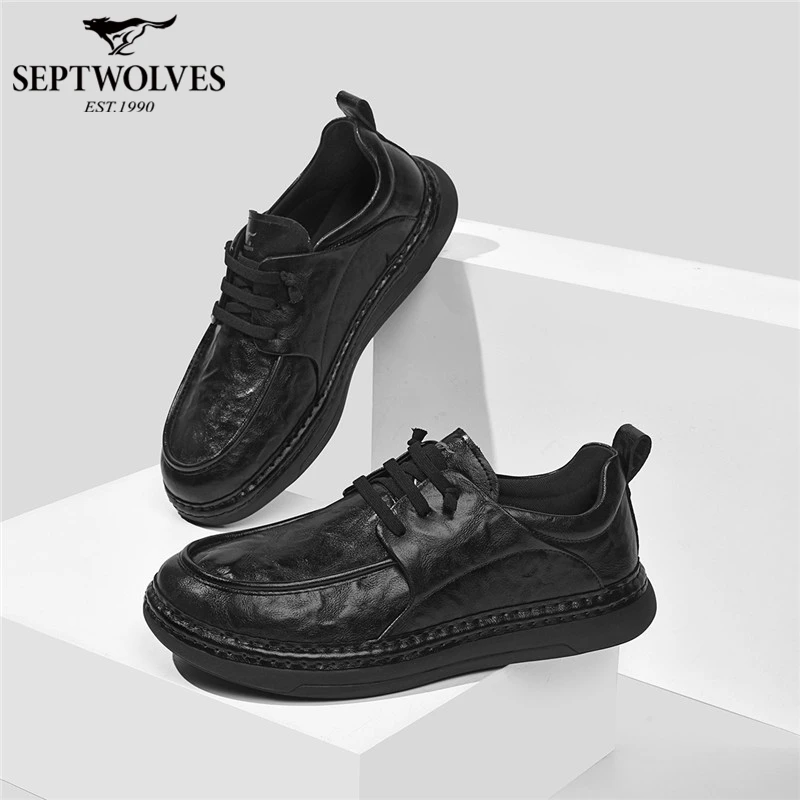 七匹狼秋冬新款爆款素面时尚百搭轻便一脚蹬通勤复古潮流休闲皮鞋