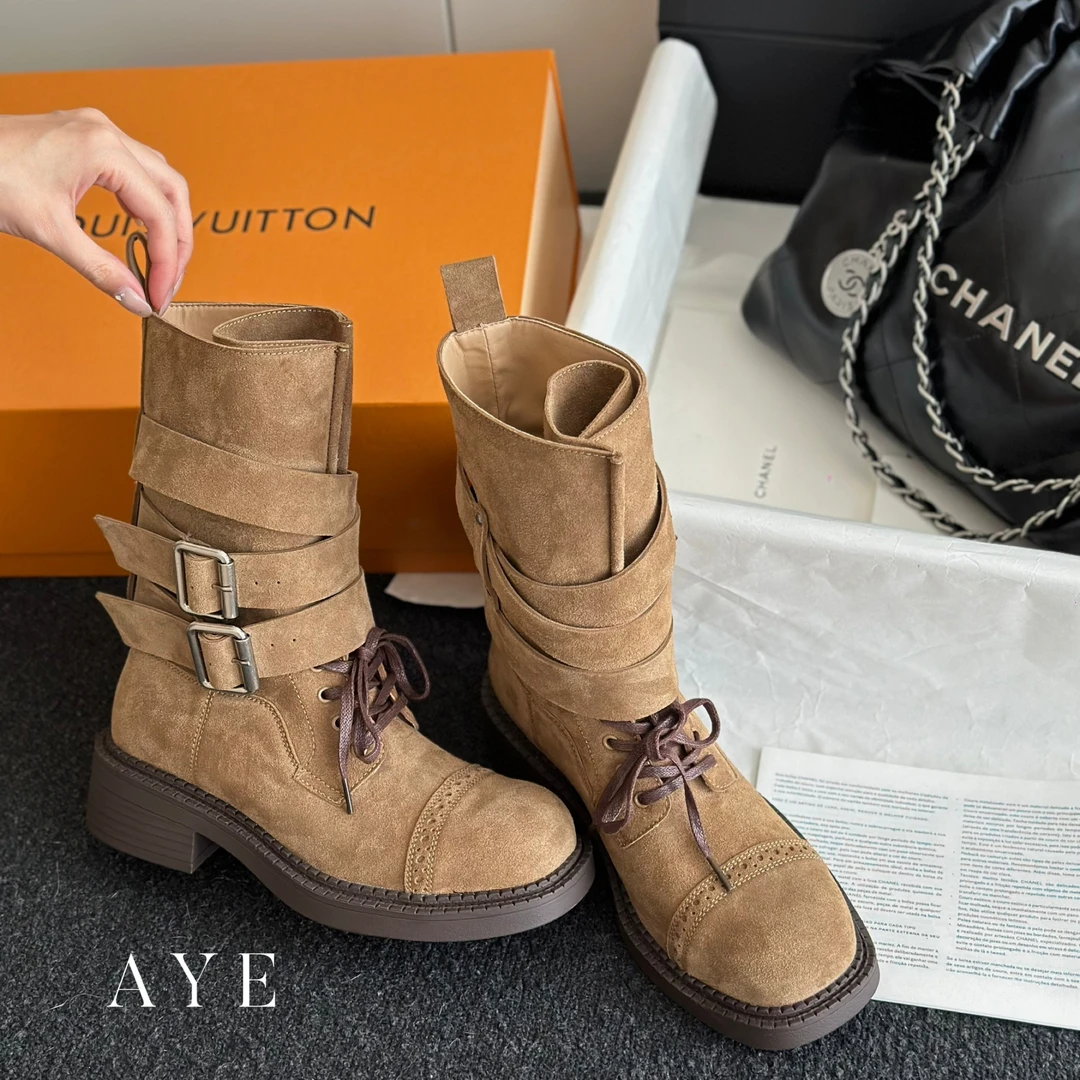 【AYE】25SS｜复古马丁靴骑士靴｜跟高4公分