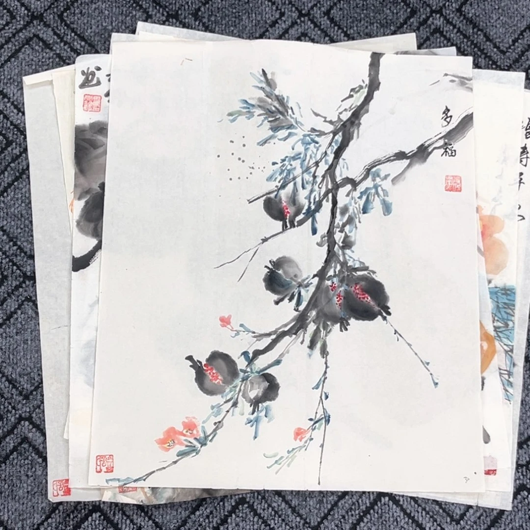 国画房凌老师三尺斗方花鸟作品赵