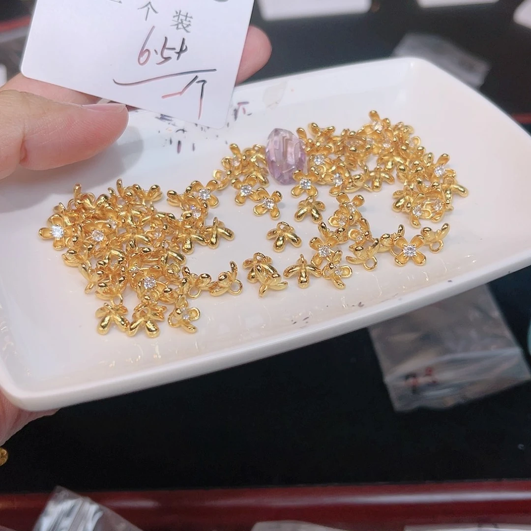 紫晶珠宝半成品银S925镀金镶嵌140