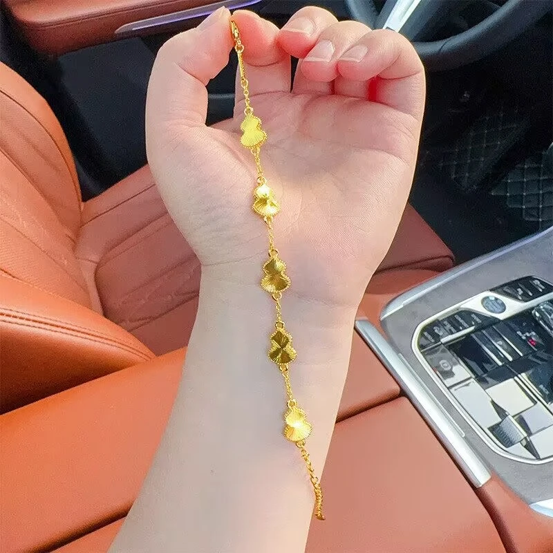 铜合金手链 轻奢高级感爆闪五福葫芦蝴蝶翩翩小众金色手饰小手链