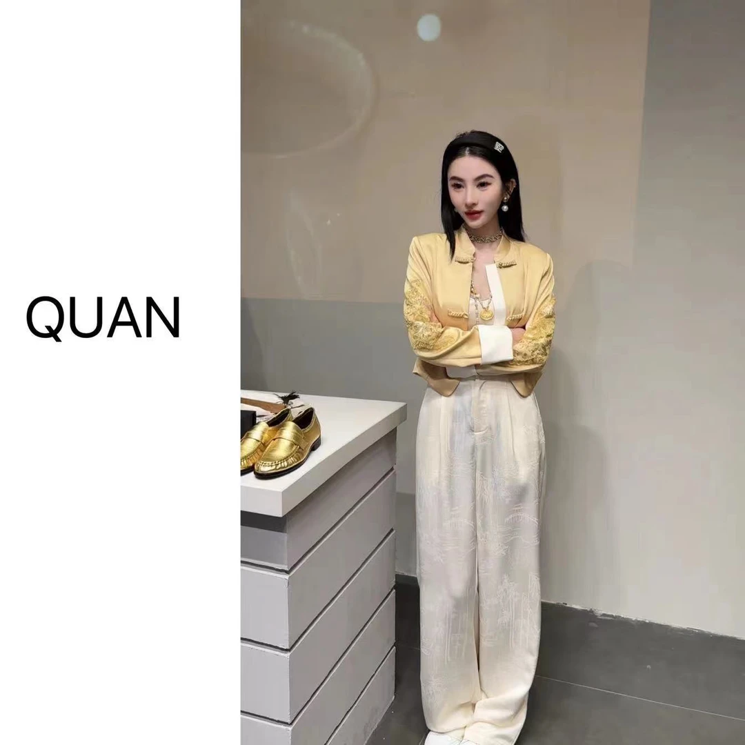 现货 (山水画)原创新中式国风休闲时尚百搭直筒女阔腿裤