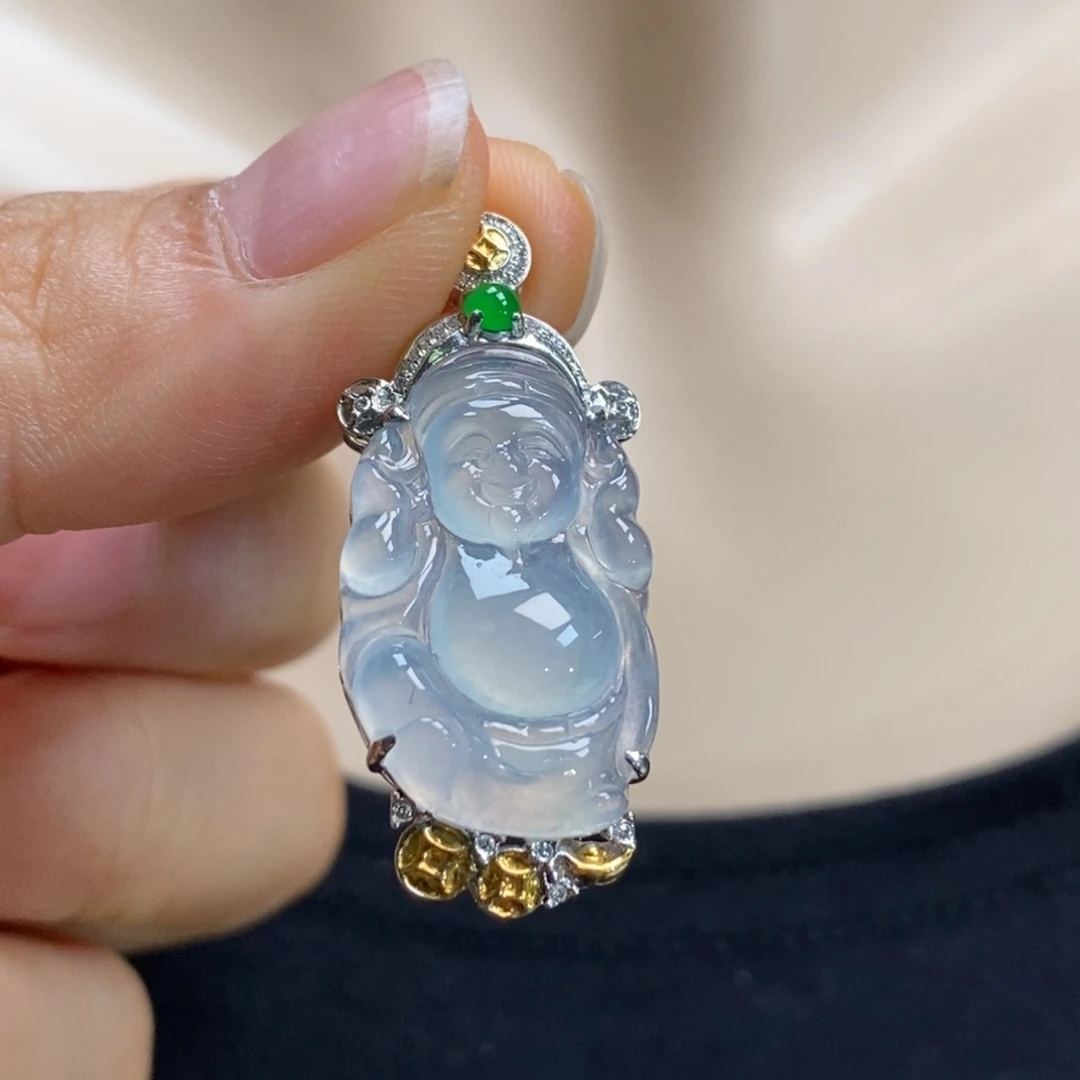 翡翠18K金镶嵌吊坠(赠链)