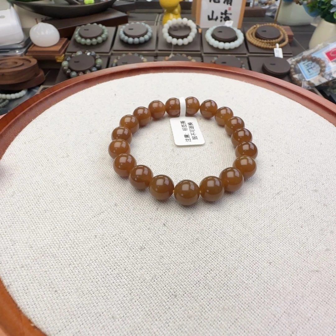 和田玉未镶嵌手链卡10且末金山金糖，3-4