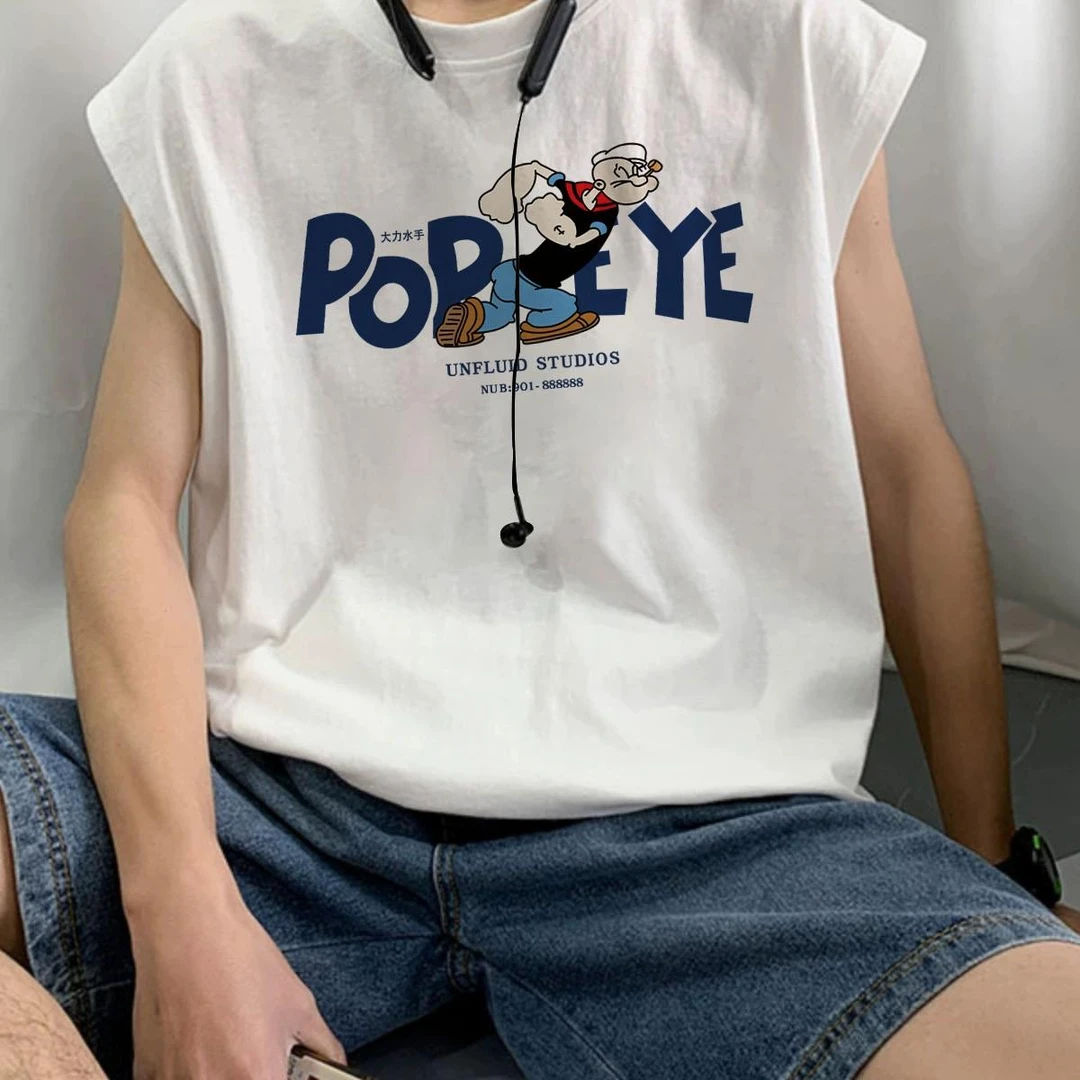 FAVMARTHA美式潮流运动坎肩背心男款夏季2025新款纯棉无袖体恤宽