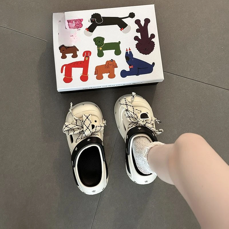 时尚爆款百搭朋克风洞洞鞋2025新款夏季韩版外穿小个子包头拖