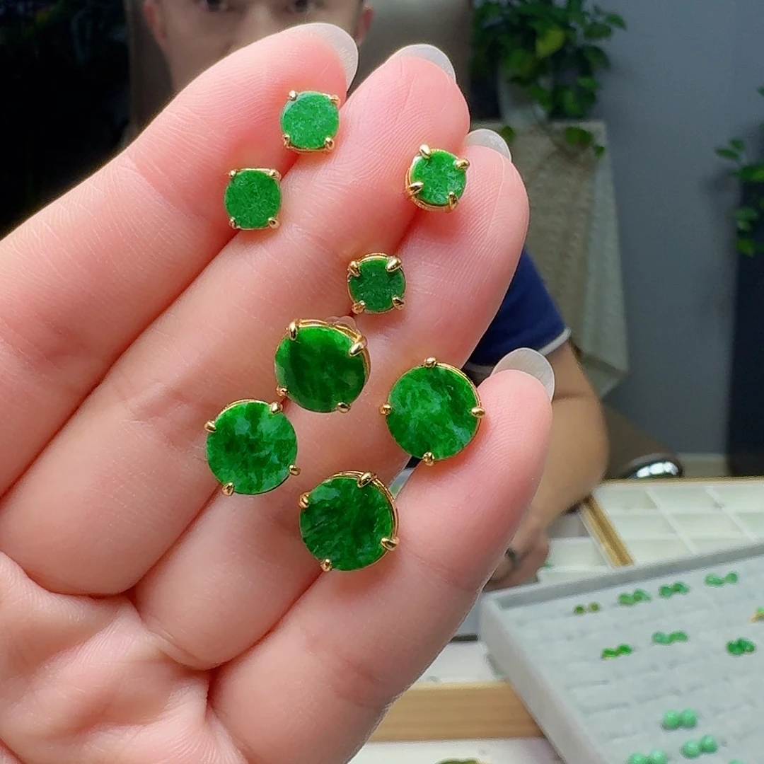 翡翠银S925镶嵌耳饰多样性发货其一