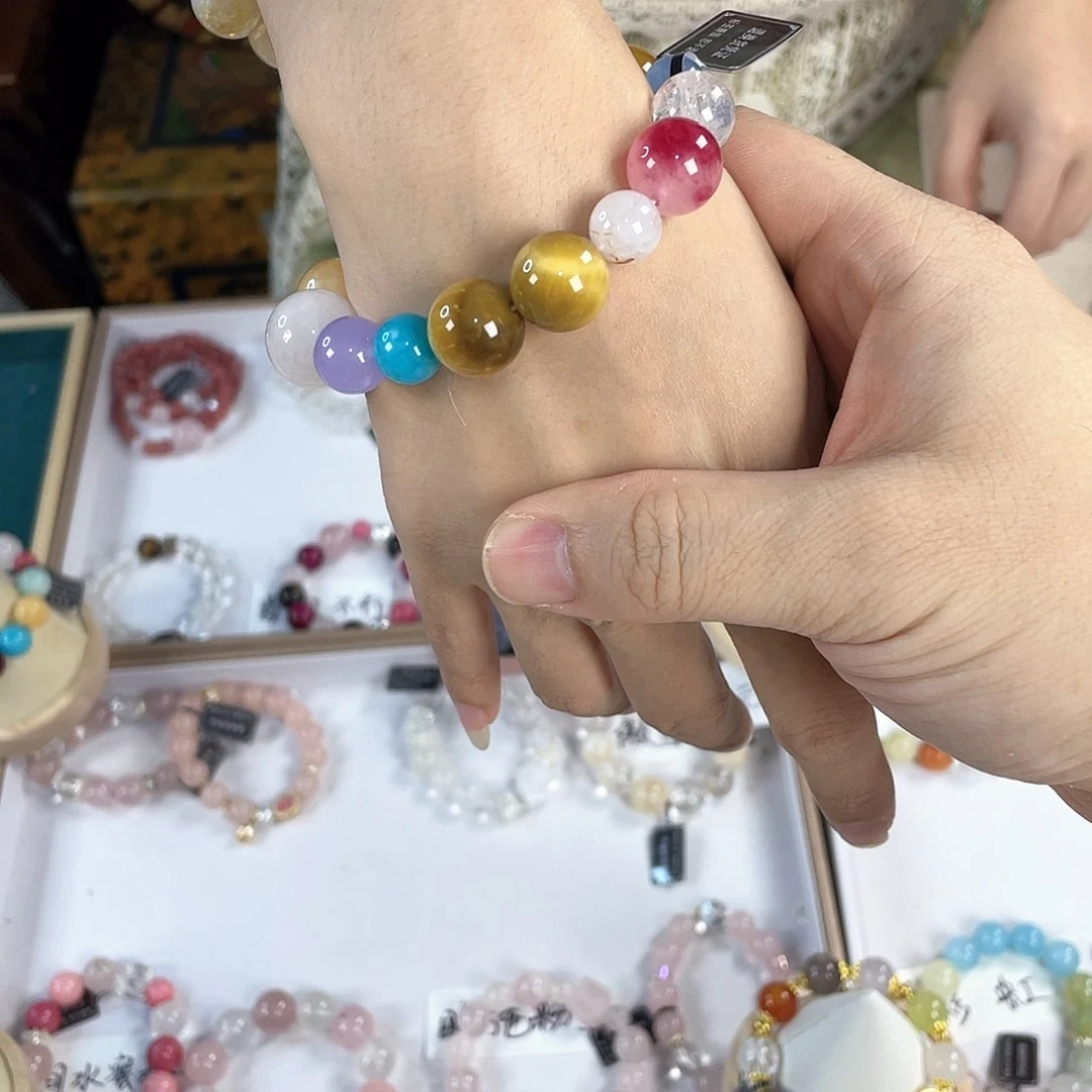 水晶手链银S925镀金镶嵌