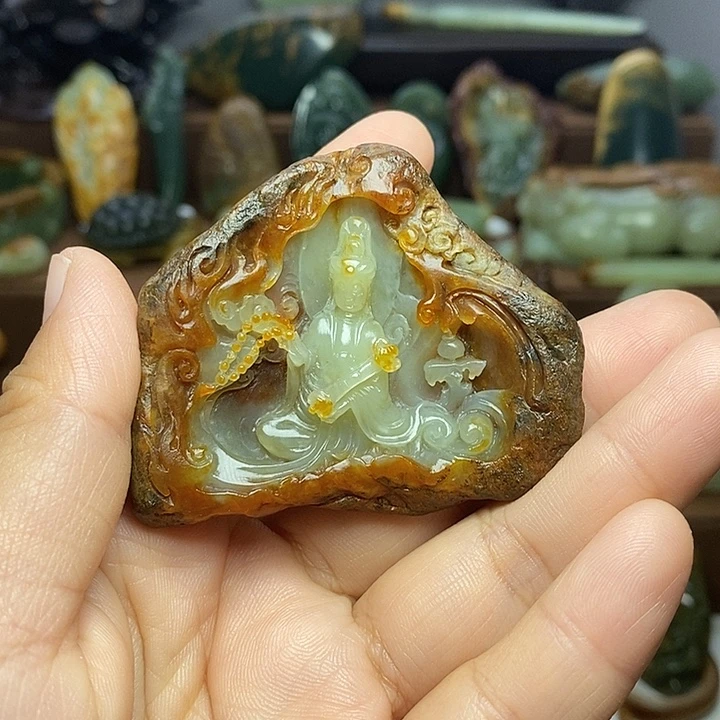 阳***橙岫岩河磨玉（透闪石质玉）未镶嵌颈饰
