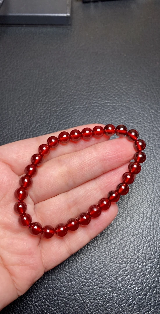 卡6毫米橙红单圈10a毕业级手链