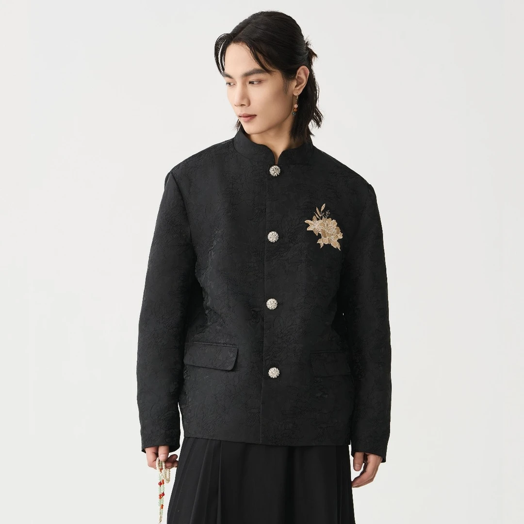 G04-42114-CNE春秋季正面花朵刺绣印花时尚新中式设计外套