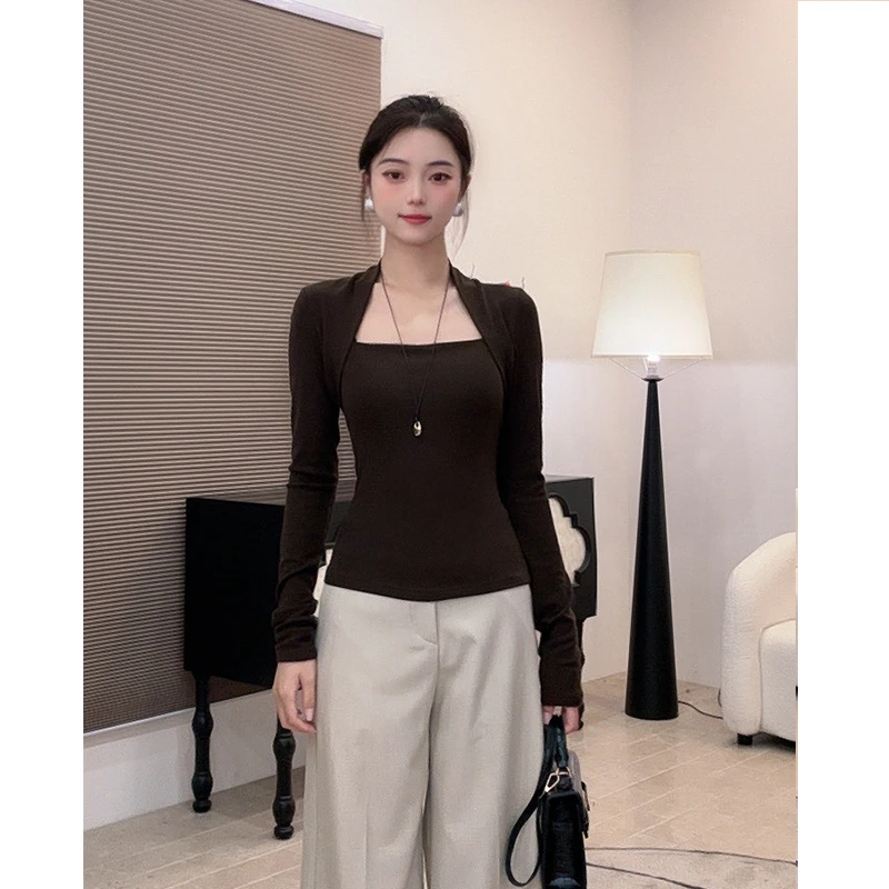打底衫女内搭2025新款秋季收腰显瘦修身针织秋冬上衣长袖t恤052