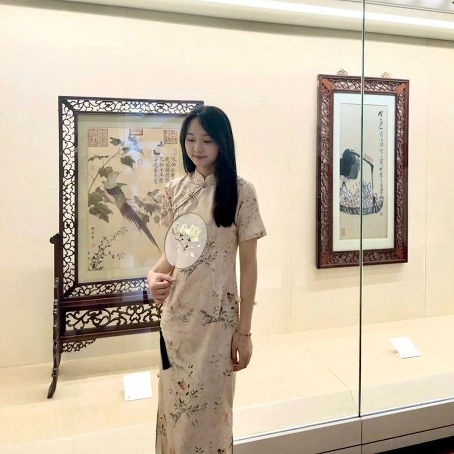 画报夫人【南柯】新中式收腰高档文艺温柔系连衣裙女夏短袖印花改