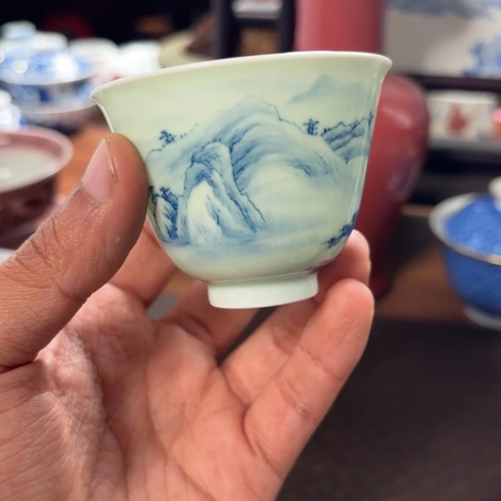 瓷杯子全手工全手绘