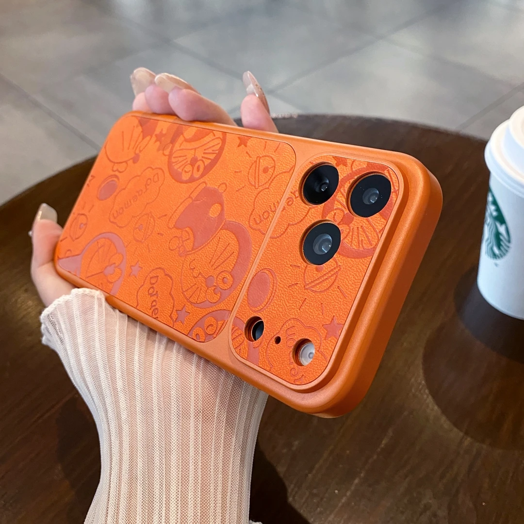 叮当猫大视窗秒变苹果17promax手机壳iPhone16卡通15磨砂14适用13