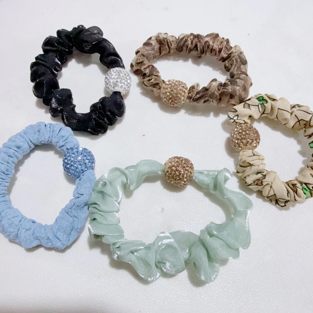 气质大肠发圈女高级感水钻橡皮筋头绳扎头发马尾发绳头饰4224