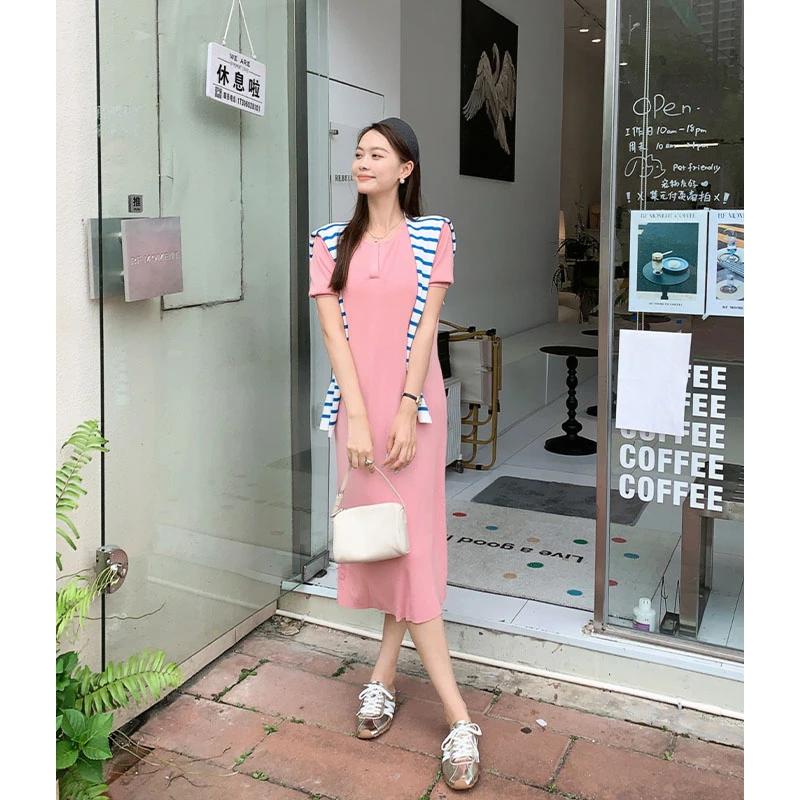 【现货】美洋MEIYANG 减龄密码连衣裙 人间水蜜桃！披肩短袖针织裙