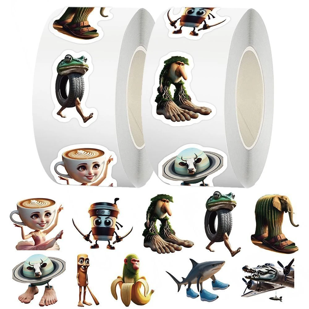 500贴外国山海经卷卷贴创意沙雕贴画卡通趣味手账diy装饰封口贴画