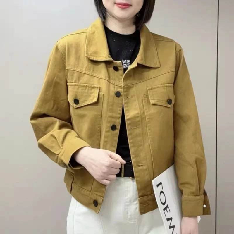 休闲牛仔短外套女2025春季新款韩版宽松百搭洋气翻领女装上衣