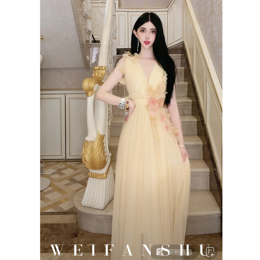 WEIFANSHU/魏凡舒【栀子花信】春夏新款设计感高级花朵优雅连衣裙