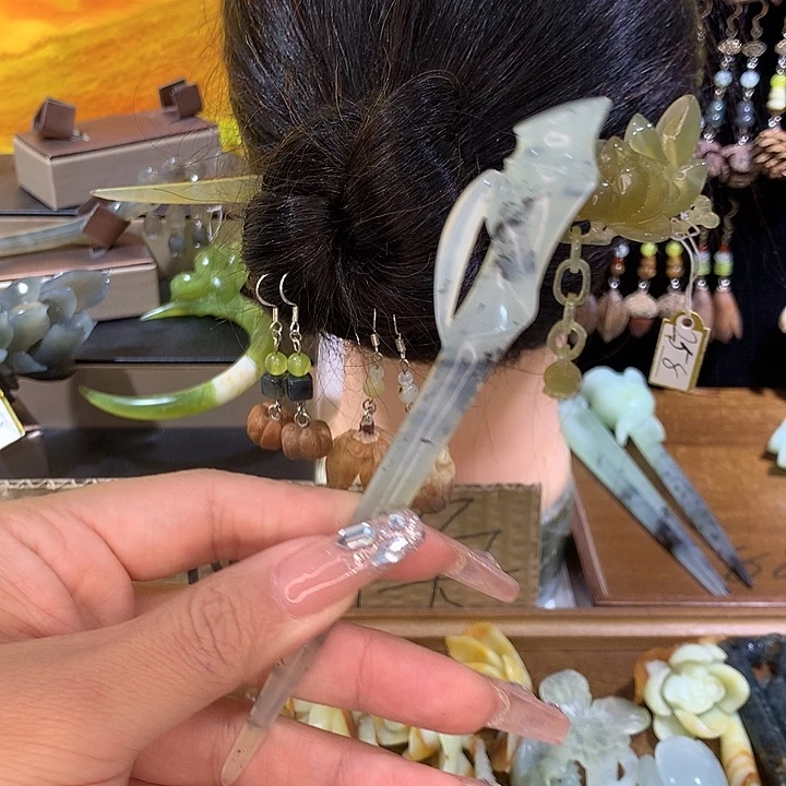 蛇纹石玉合金发饰