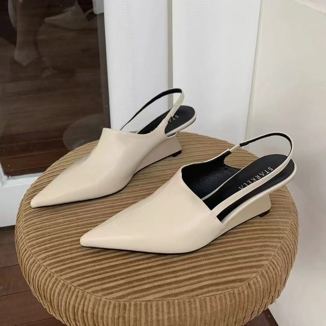 老吴的衣橱｜小众设计款尖头后空绑带高跟鞋女三角跟凉鞋XZ55