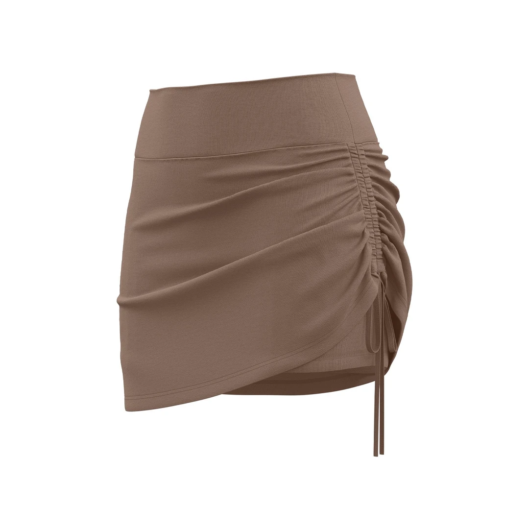 防走光抽褶性感短裙时尚高腰显瘦网球跑步薄遮臀夏季运动裙健身