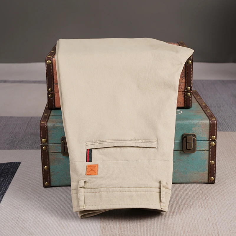 夏季薄款九分休闲裤男卡其色韩版修身直筒宽松新款男士西装长裤子