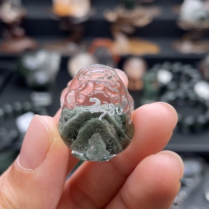 颈饰未镶嵌水晶绿幽灵千层貔貅
