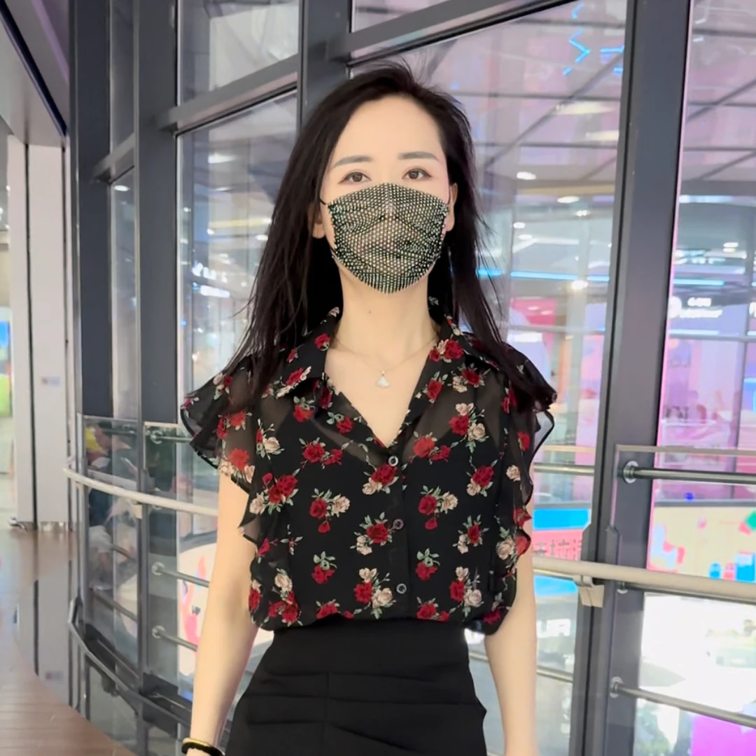 新款短袖碎花印花衬衫女装显瘦韩版复古宽松夏季气质