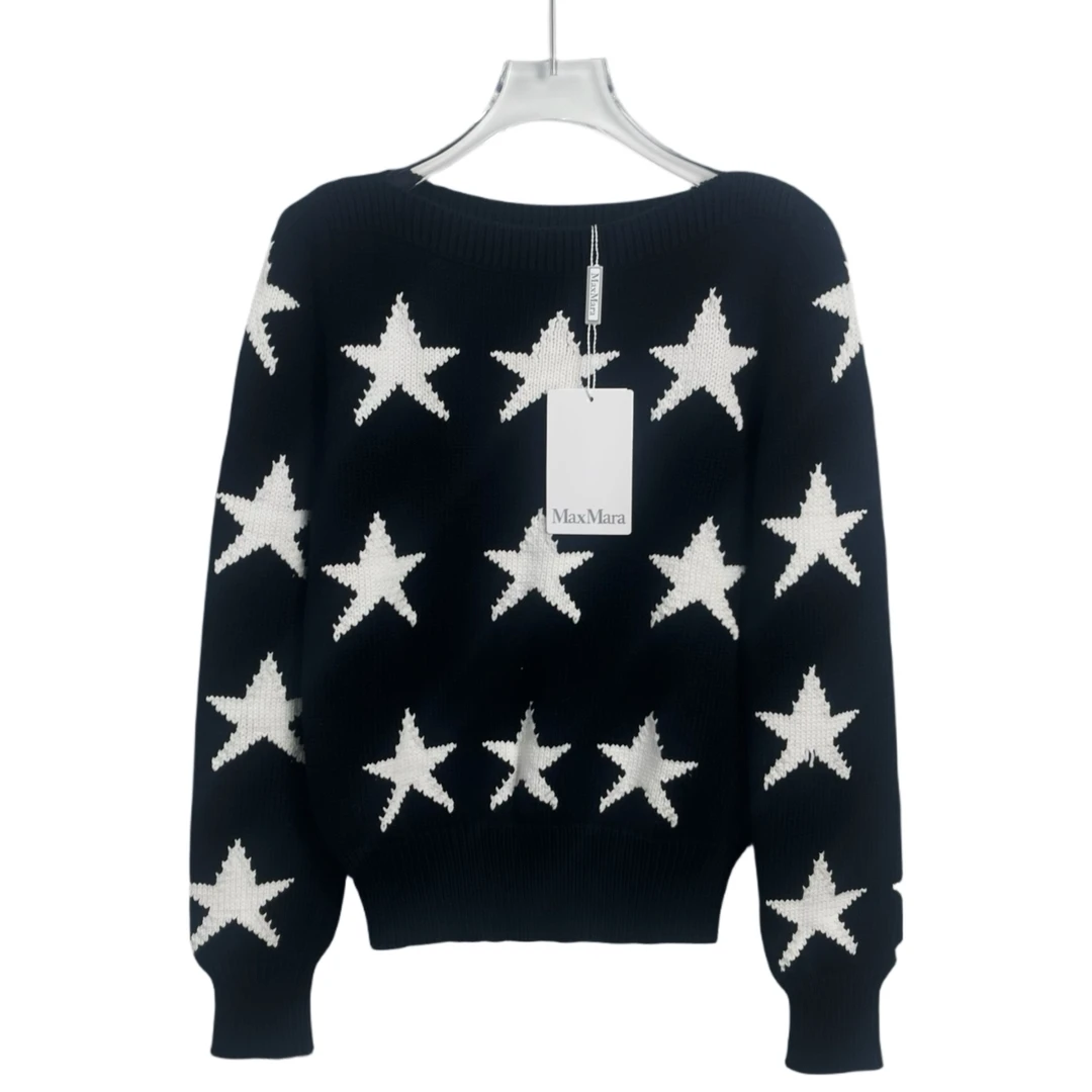 全新未使用 MaxMara 001171 五角星长袖毛衣针织衫 M码