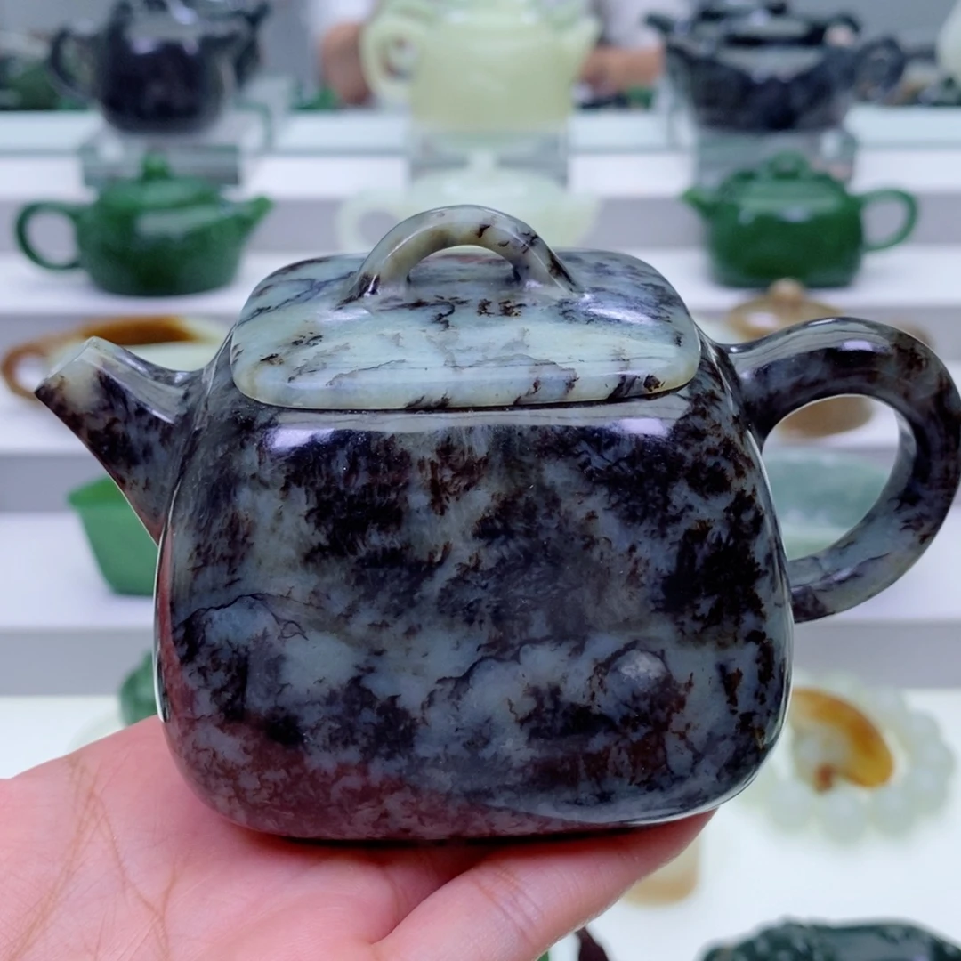 和田玉未镶嵌摆件茶壶