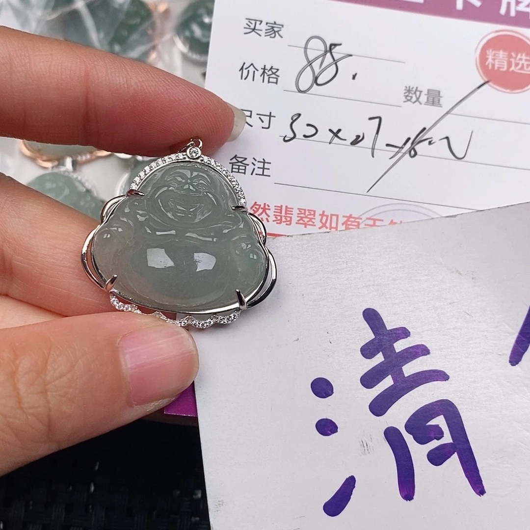 颈饰银S925镶嵌翡翠