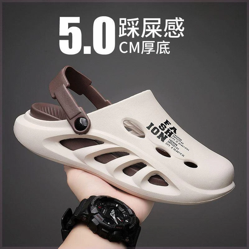 厚底凉鞋夏季拖鞋新款两穿户外软底外穿情侣男士开车沙滩鞋踩屎感