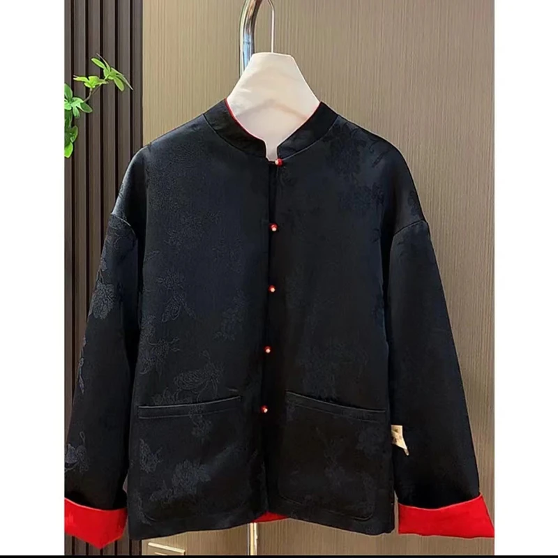 独裳【吉岚严选】新中式国风秋重工提花双面穿羊毛棉服外套YZ1820