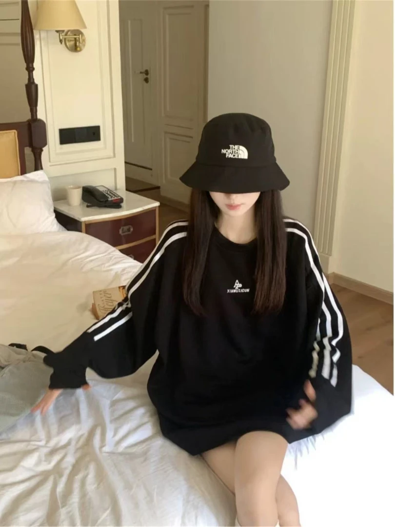 6811秋季新款韩系简约小众通勤时尚休闲百搭三条杠设计感长袖上衣
