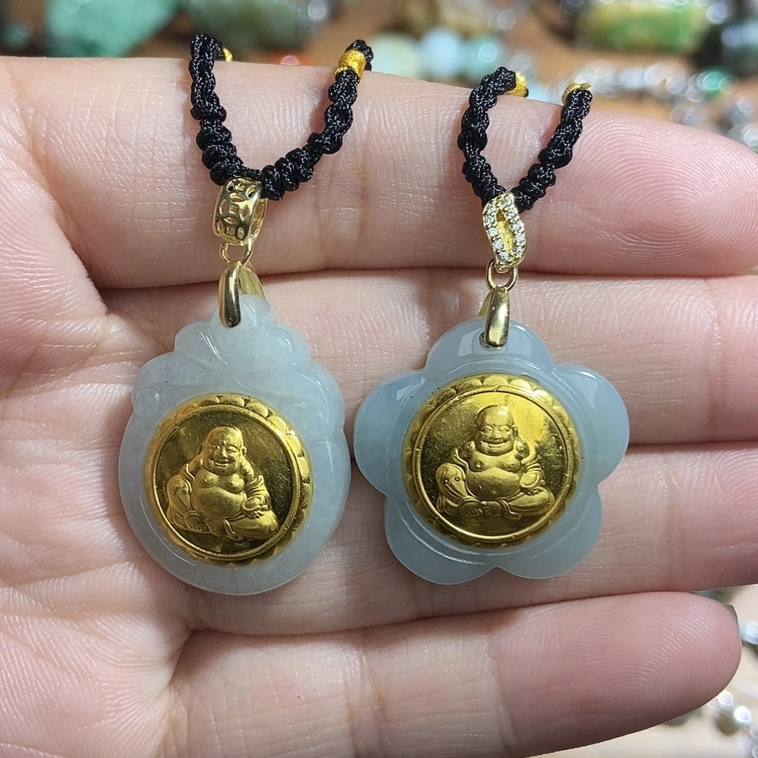 和田玉（糖玉）足金镶嵌颈饰009
