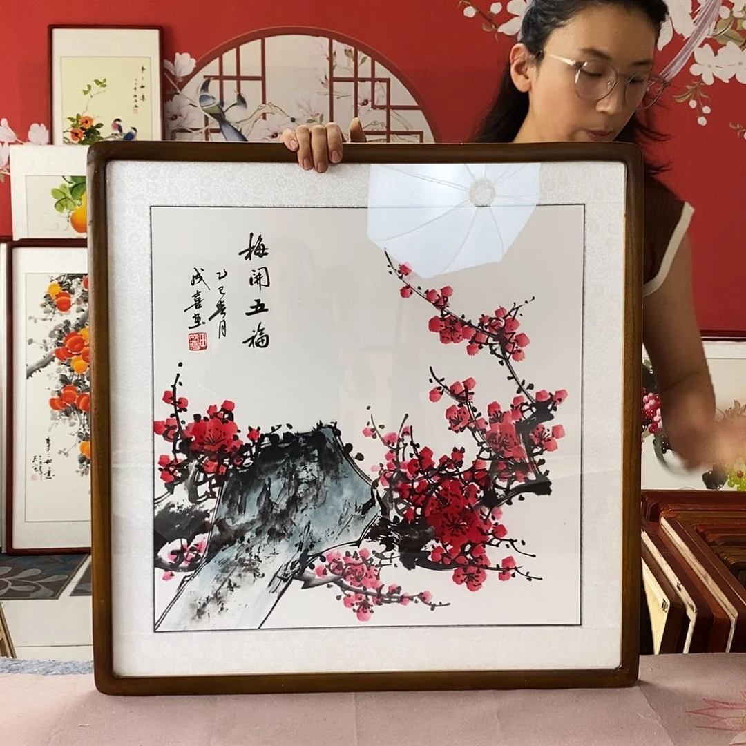 国画手写手绘带框包邮62✖️62国画作品
