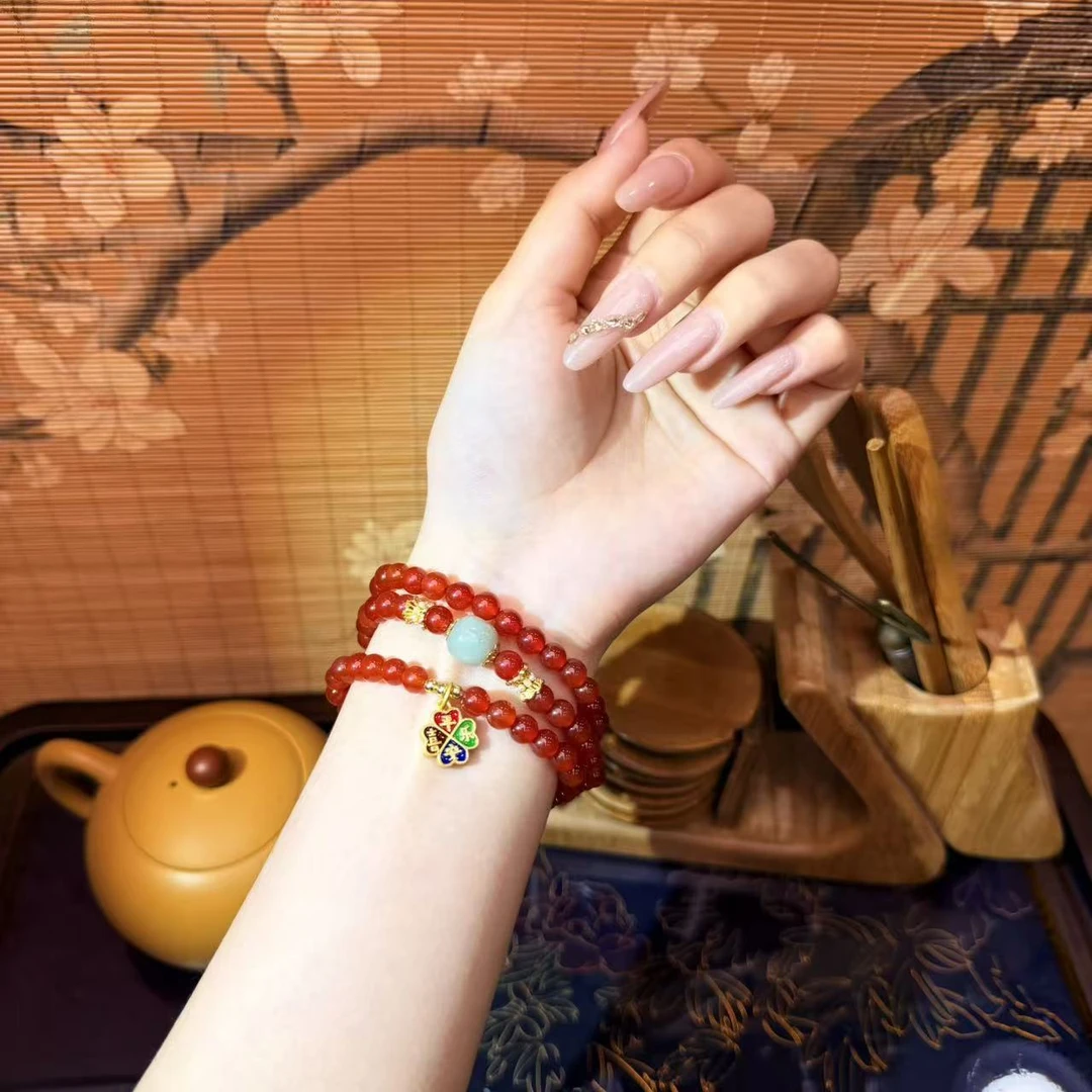 DM1107-红玛瑙平安喜乐多圈手串（无礼盒）