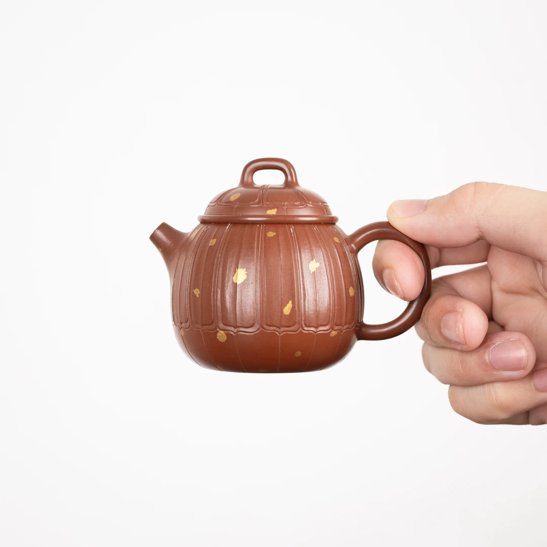 洒金款禅荷110ml憨壶 广西坭兴陶全手工茶具