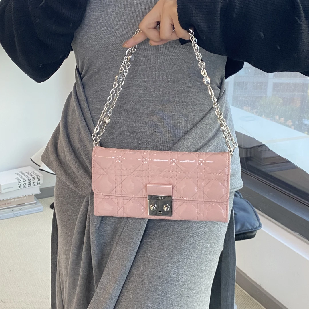 95新 DIOR/迪奥 dior樱花粉woc单肩斜挎包
