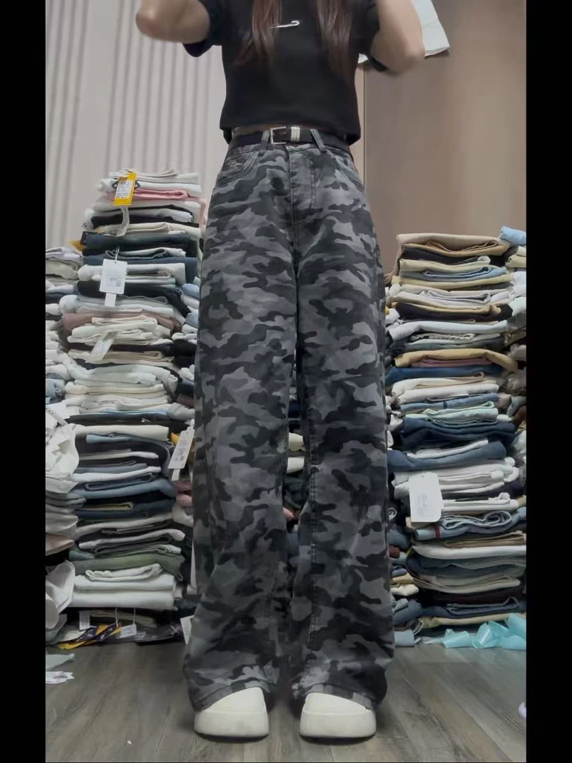 《3 》新款女士牛仔辣妹高腰显瘦直筒美式休闲夏季宽松