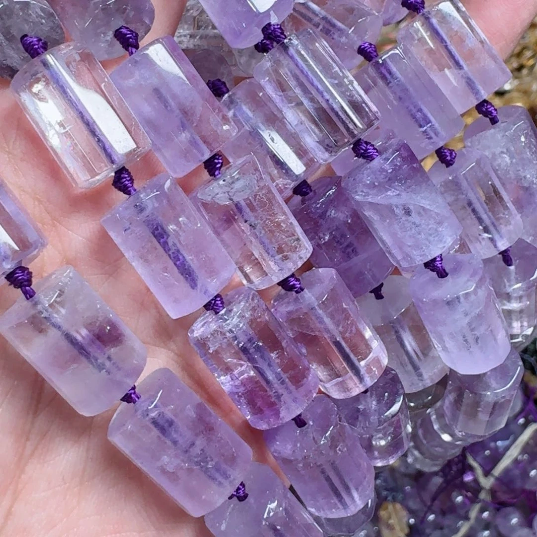 玛瑙/玉髓合金珠宝半成品11*16薰衣草紫水晶桶珠一条