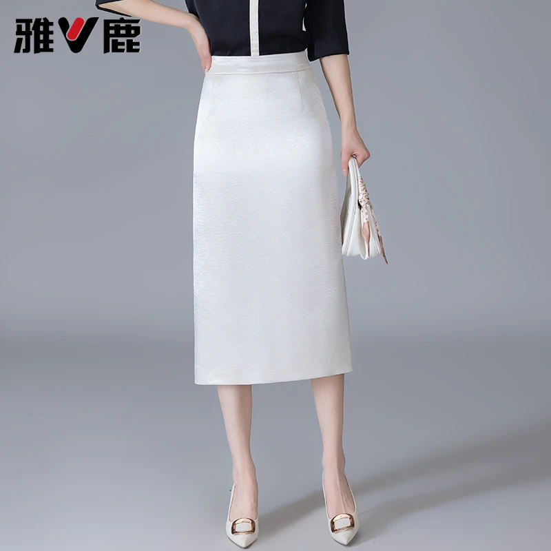 V/雅鹿新款半身裙女气质直筒裙秋季爆款垂感包臀裙中长款休闲长裙