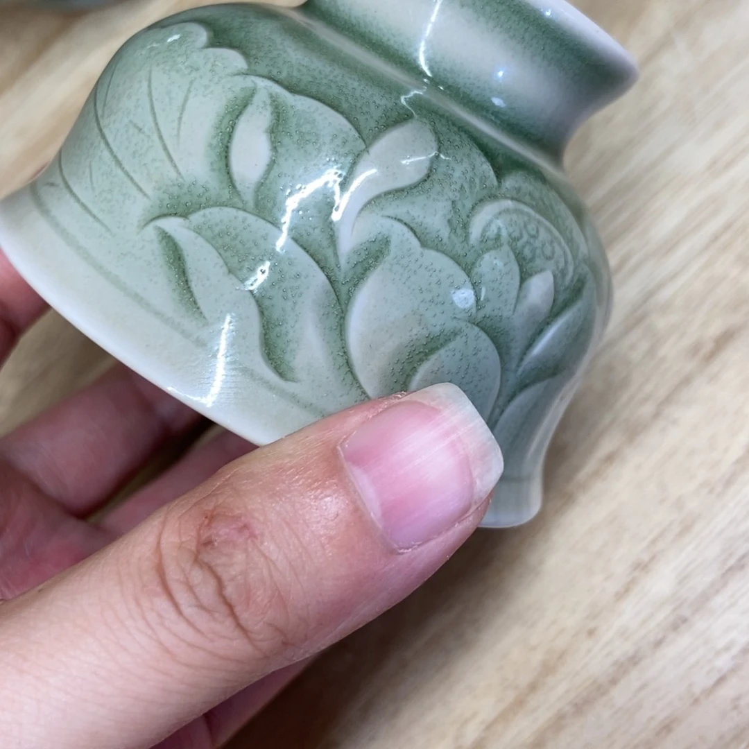 瓷片梆****拳纯手工高足屈刚丽手作主人杯