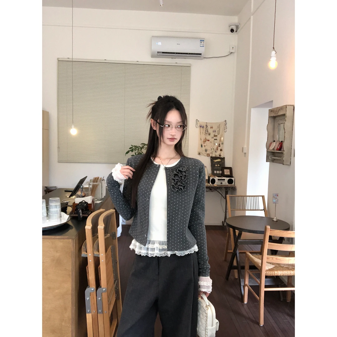 红人馆短款外套女2025新款早秋独特超好看韩系chic别致波点上衣女