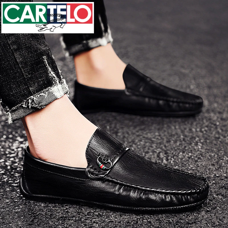 男士休闲皮鞋春季2025新款懒人一脚蹬皮鞋男豆豆鞋日常轻便皮鞋子